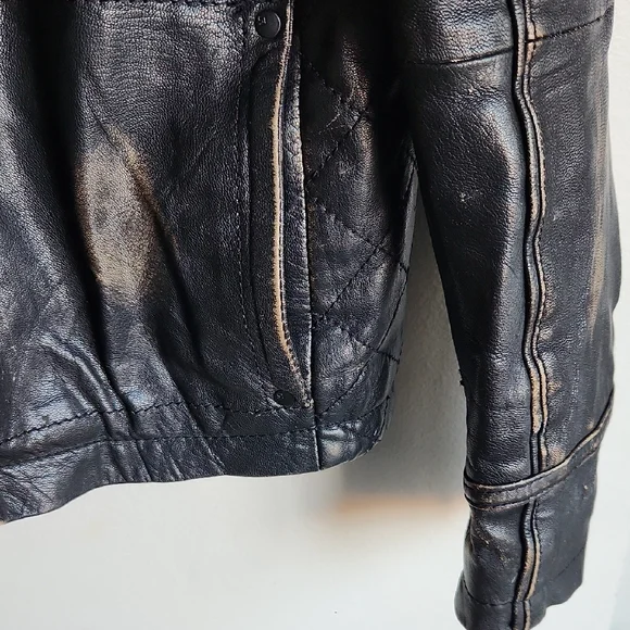 Rogue State Men's Distressed Black Leather Jacket Large - Picture 14 of 16